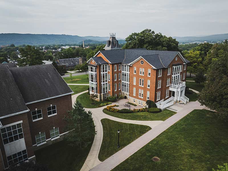 aerial photo of founders hall